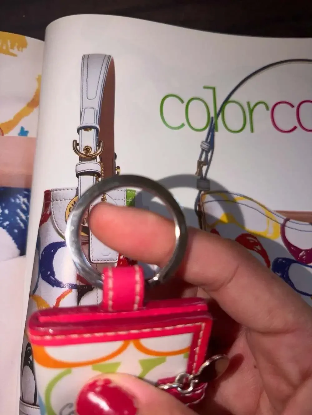 Coach Scribble Signature Multi-Color Mini Photo Frame Keychain HTF